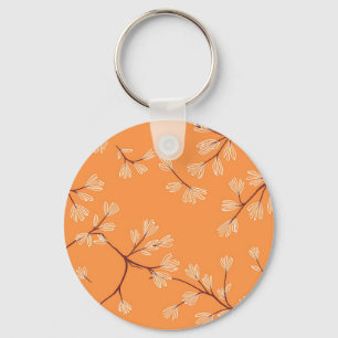 Porte-clés Motif botanique orange Branches dessinées à la mai