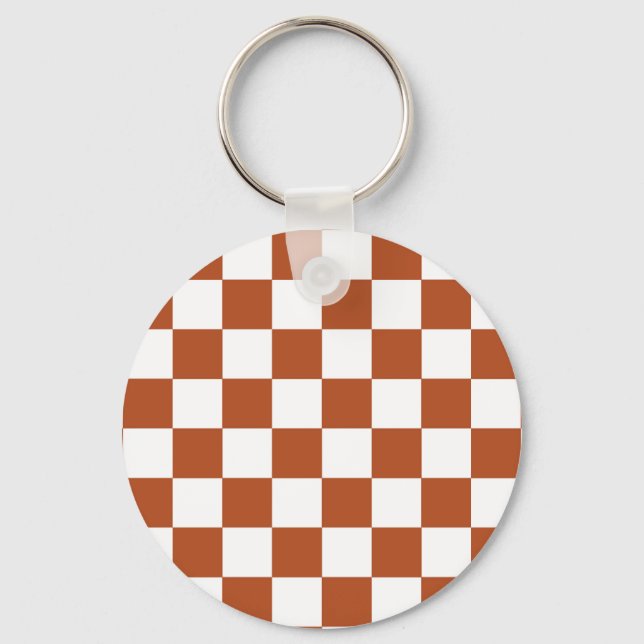 Porte-clés Motif Brown blanc À damiers chèque (Recto)