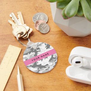 Porte-clés Motif camouflage gris neige hivernale Personnalise
