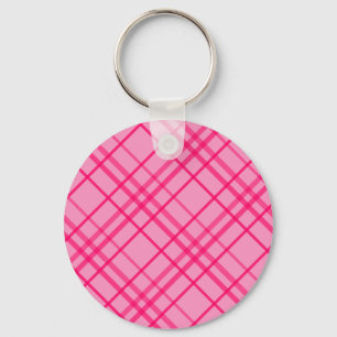 Porte-clés Motif carreaux à lignes de grille rose sur rose