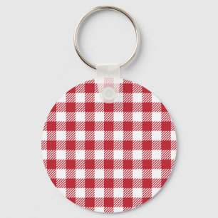 Porte-clés Motif carreaux gingham rouge et blanc classique