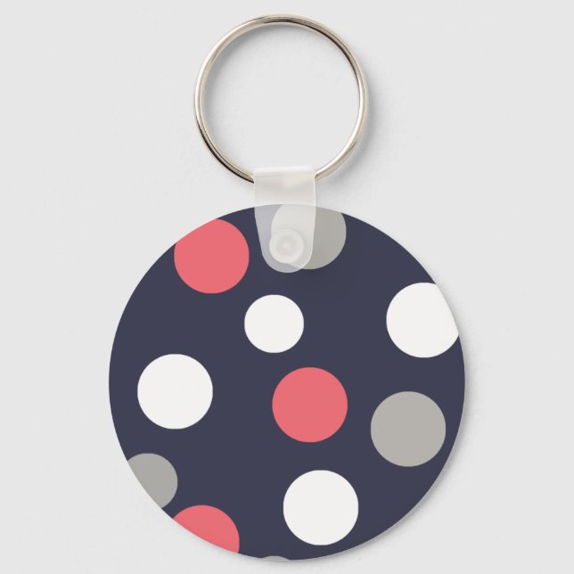 Porte-clés Motif Cercles Boules Gris Blanc Corail Rose (Recto)