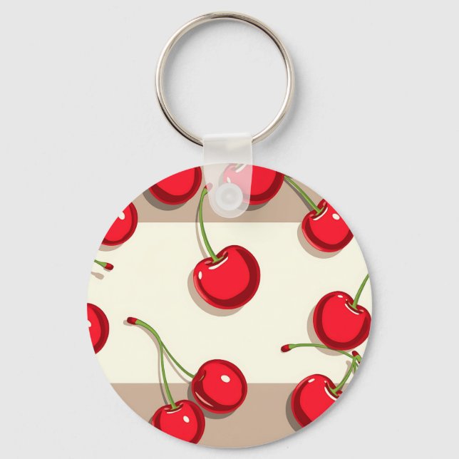 Porte-clés Motif Cerise Gras Vibrations Rétro d'Été (Recto)