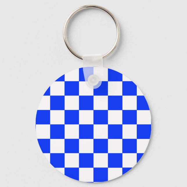Porte-clés Motif chèque À damiers blanc bleu (Recto)