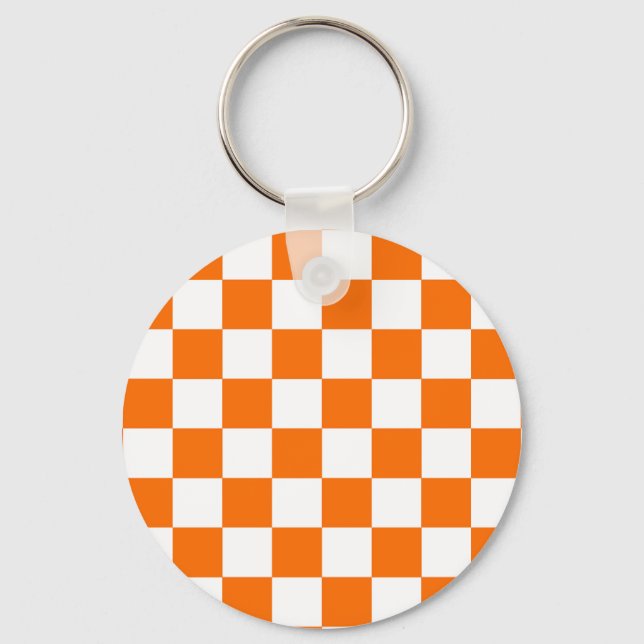 Porte-clés Motif chèque À damiers blanc orange (Recto)