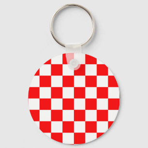 Porte-clés Motif chèque À damiers blanc rouge