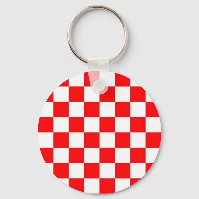 Porte-clés Motif chèque À damiers blanc rouge (Recto)