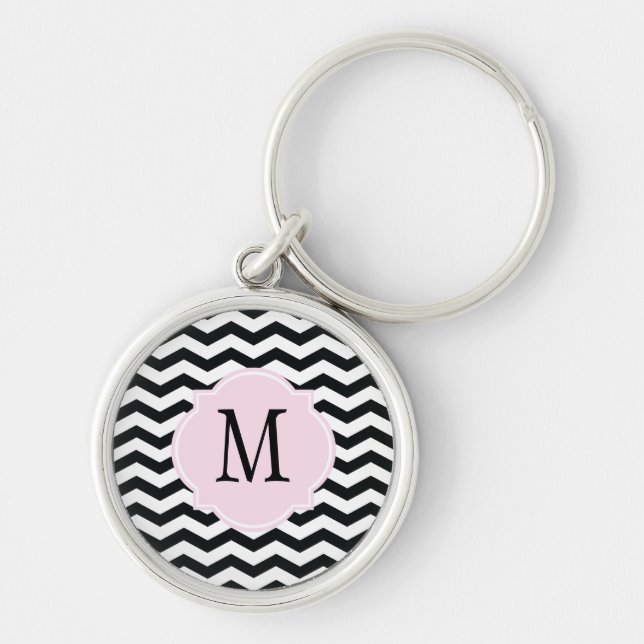 Porte-clés Motif Chevron noir et blanc (Devant)