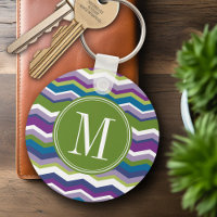 Motif Chevron vert et violet avec Monogramme