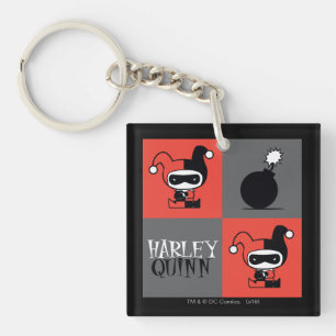 Porte-clés Motif Chibi Harley Quinn Checker