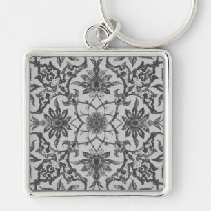 Porte-clés Motif chinois Art nouveau - gris argenté