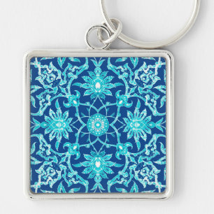 Porte-clés Motif chinois Art Nouveau - Turquoise et Bleu