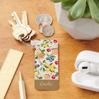 Porte-clés Motif citron personnalisé marron et beige