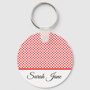 Porte-clés Motif Classique Chic Points Rouges Nom Personnalis