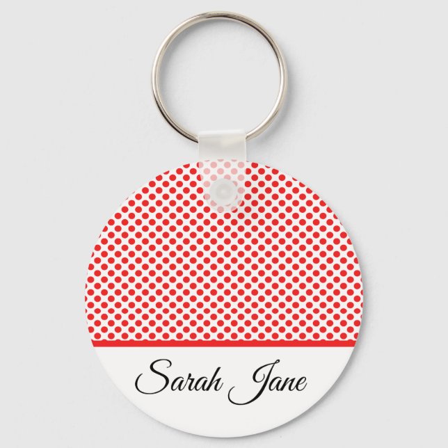 Porte-clés Motif Classique Chic Points Rouges Nom Personnalis (Recto)