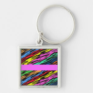PORTE-CLÉS MOTIF COLORÉ DE ZÈBRE