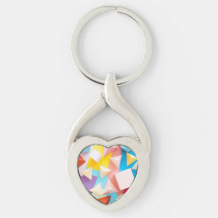 Porte-clés Motif coloré géométrique 3D abstrait à faible dens