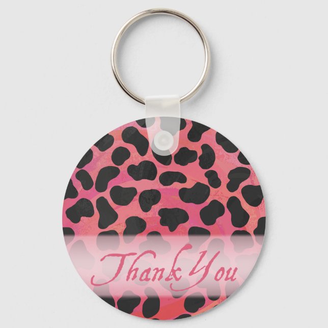 Porte-clés Motif Dalmatien Rose et Noir Merci (Recto)