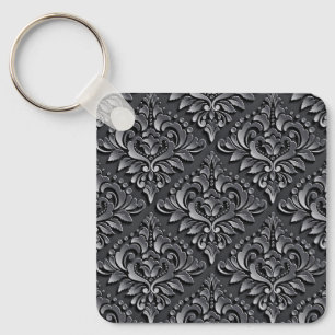 Porte-clés Motif Damassé Fond Noir-23961 Tu Isolé