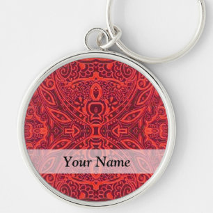Porte-clés Motif damassé rouge