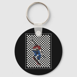 Porte-clés Motif Damier Damier Skateur Adolescent Skateboar