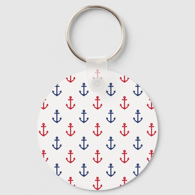 Porte-clés Motif d'Ancre bleu blanc (Recto)