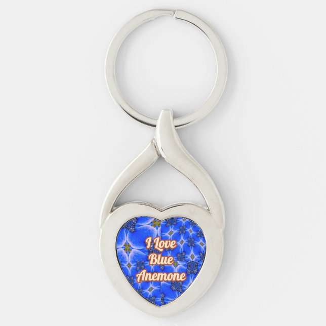 Porte-clés Motif d'anémone du Jardin bleu (Devant)