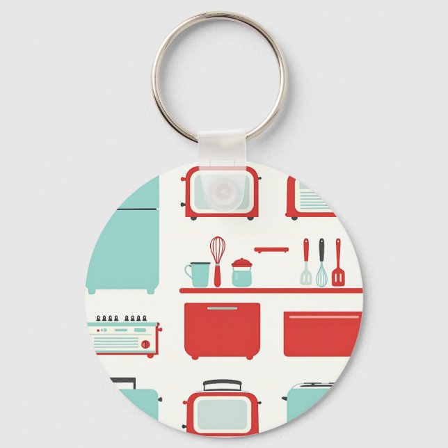 Porte-clés Motif d'appareils de cuisine rétro (Recto)