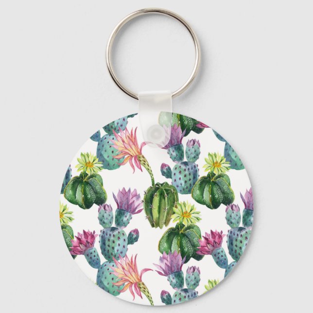 Porte-clés Motif d'aquarelle Cactus Art (Recto)
