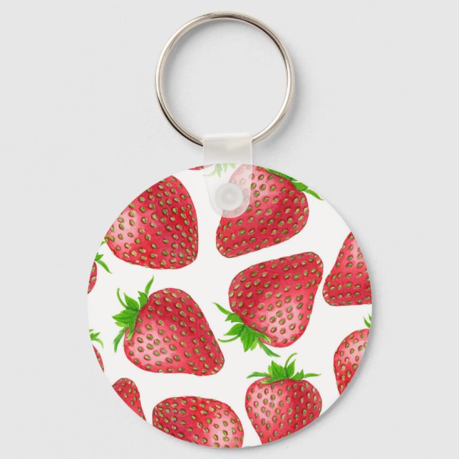 Porte-clés Motif d'aquarelle de fraises (Recto)