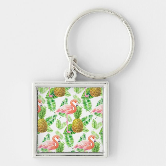Porte-clés Motif d'aquarelle de jardin tropical (Devant)