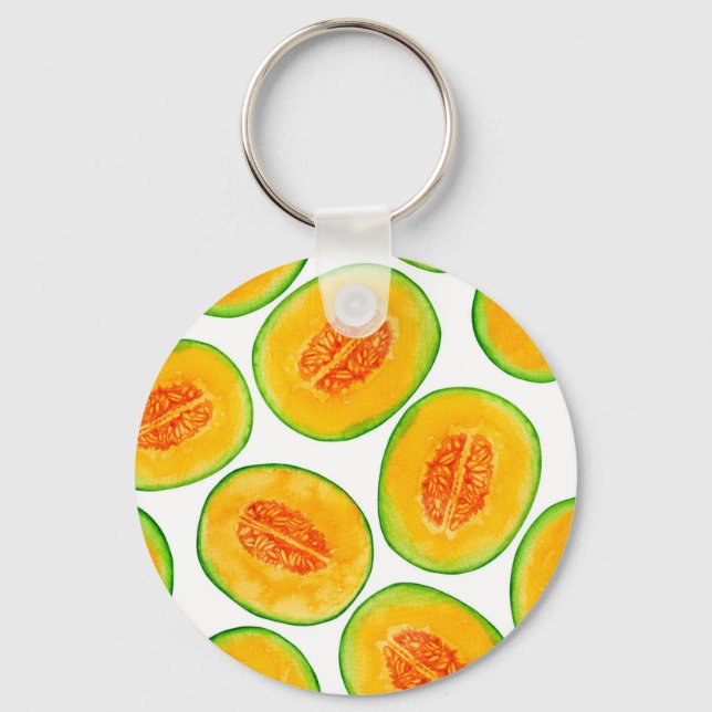 Porte-clés Motif d'aquarelle de tranches de melon (Recto)
