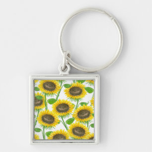 Porte-clés Motif d'aquarelle des tournesols