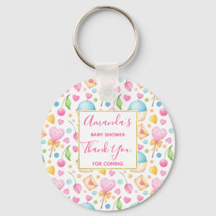 Porte-clés Motif d'aquarelle douce Coeurs et Cupcakes
