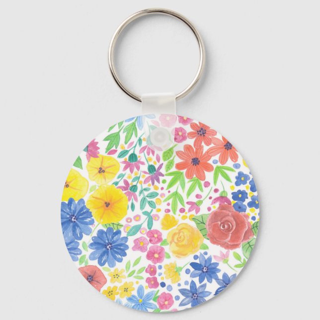 Porte-clés Motif d'aquarelle florale (Recto)