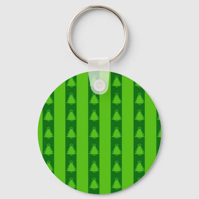 Porte-clés Motif d'arbre de Noël à rayures vertes (Recto)
