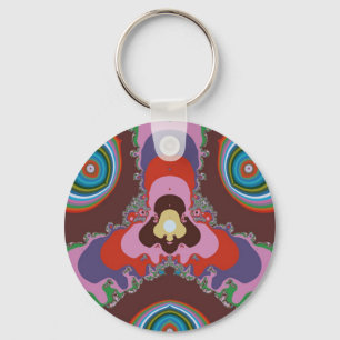 Porte-clés Motif d'art rétro psychédélique des années 70