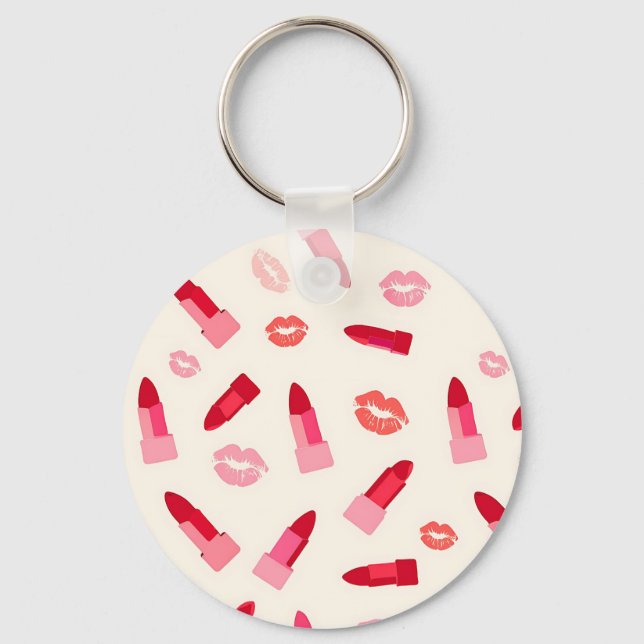 Porte-clés Motif de baiser au rouge à lèvres rose (Recto)