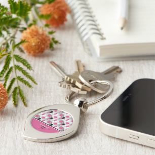 Porte-clés Motif de balle de soccer rose Monogram