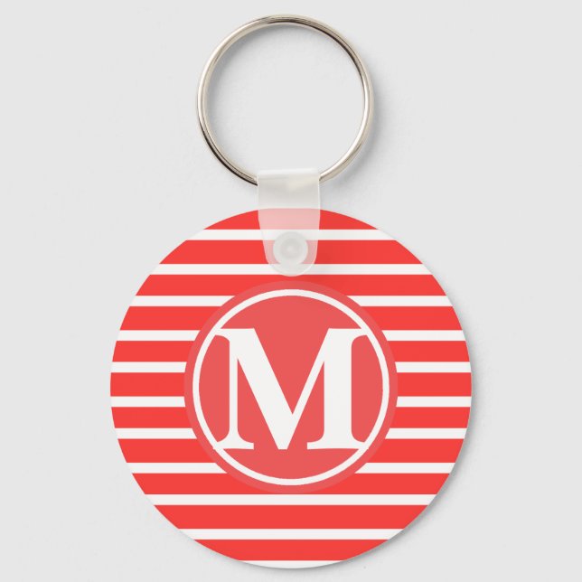Porte-clés Motif de bande rouge Monogrammé (Recto)