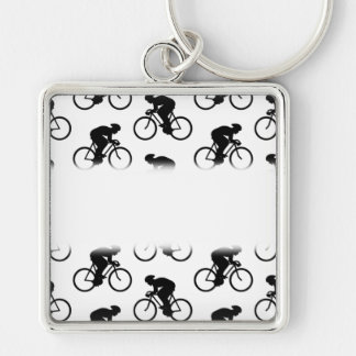 Porte-clés Motif de bicyclette en noir et blanc.