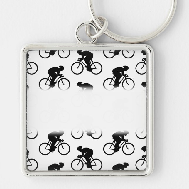 Porte-clés Motif de bicyclette en noir et blanc. (Devant)