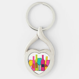 Porte-clés Motif de bouteilles de vin colorées mignonnes