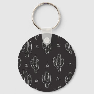 Porte-clés Motif de cactus noir à main