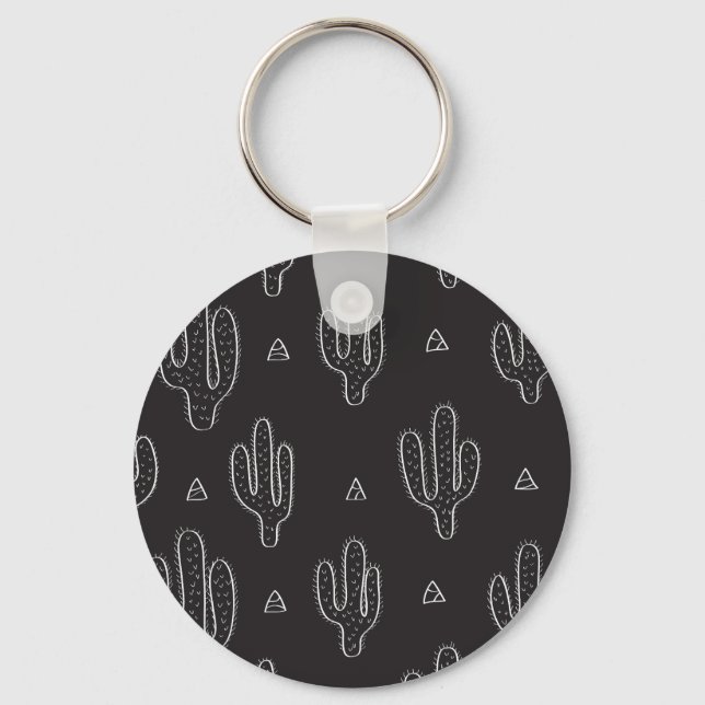 Porte-clés Motif de cactus noir à main (Recto)