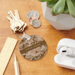 Porte-clés Motif de camouflage du désert, Votre nom, Personna