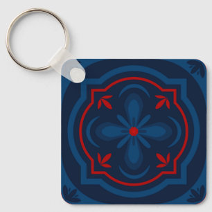 Porte-clés Motif de carreau floral décoratif