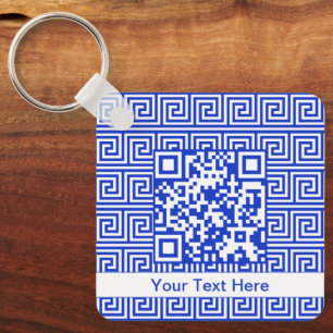 Porte-clés Motif de carrés de clé grecque en bleu