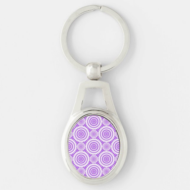 Porte-clés Motif de cercles géométriques lavande et blanc (Devant)