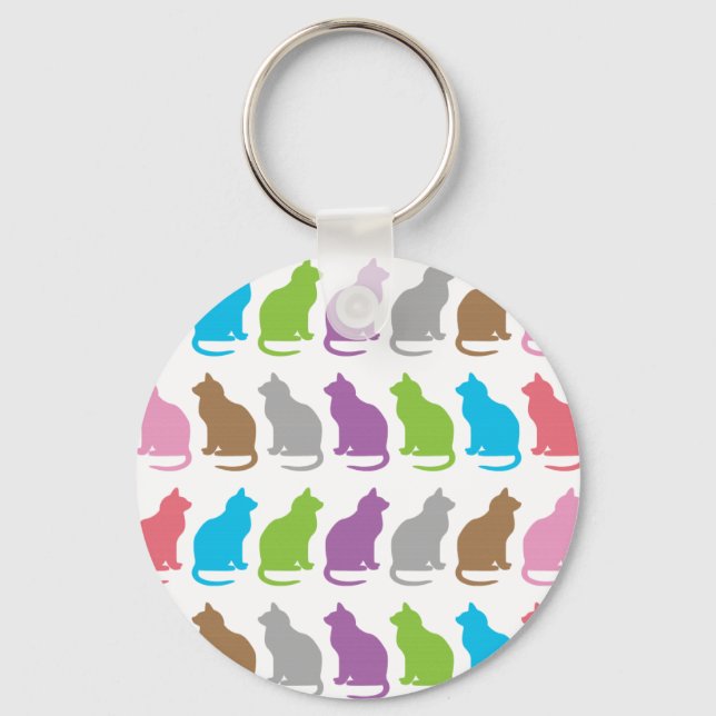 Porte-clés Motif de chat coloré (Recto)